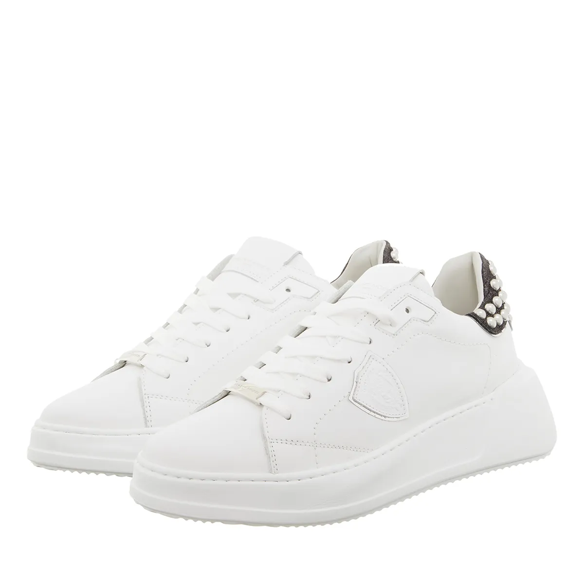 Weiße Damen Leder Plateau Sneakers