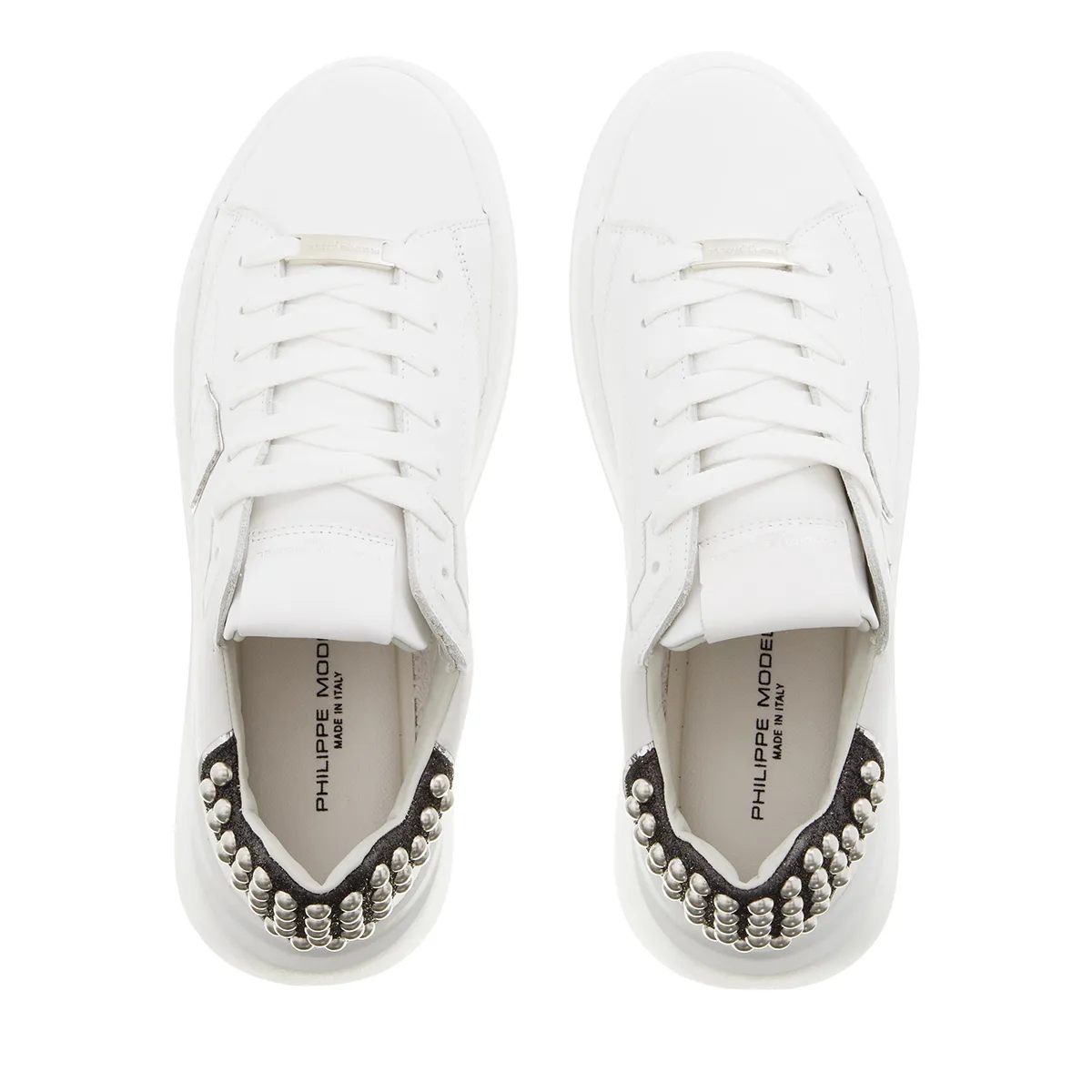 Weiße Damen Leder Plateau Sneakers