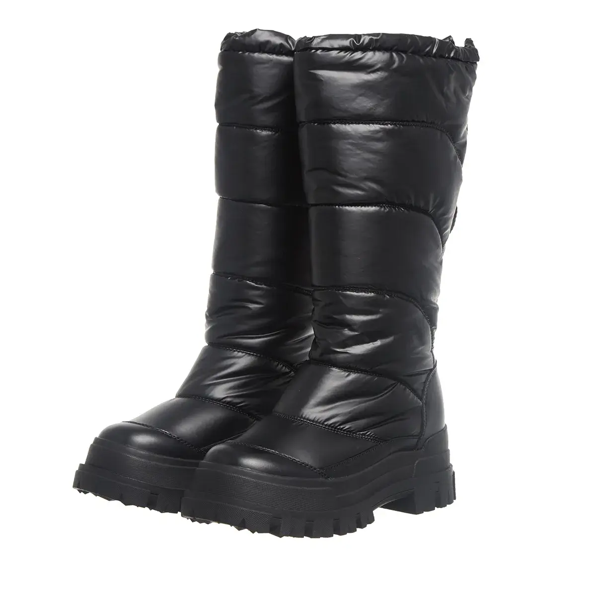 Schwarze Kniehohe Winterstiefel mit Puffer