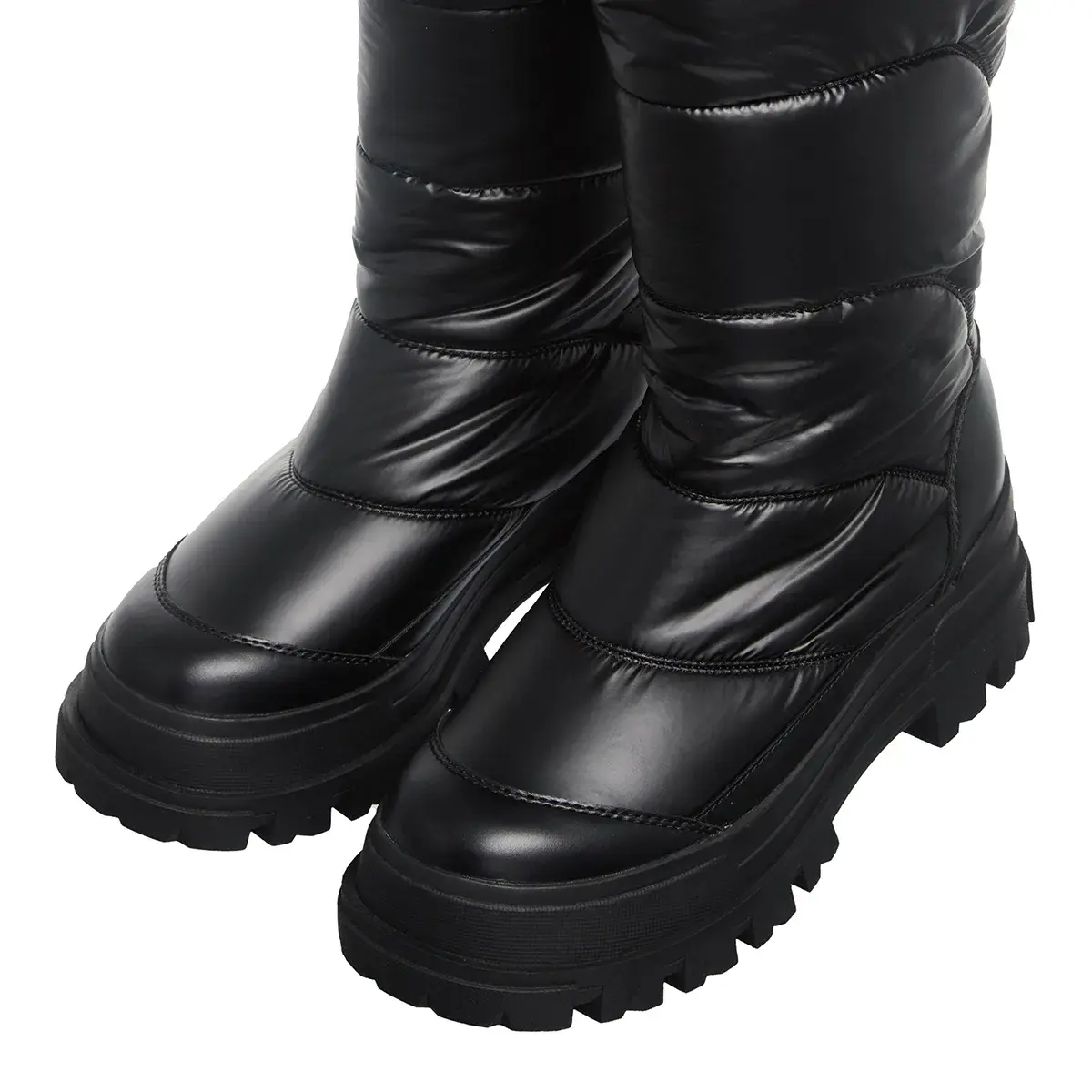 Schwarze Kniehohe Winterstiefel mit Puffer