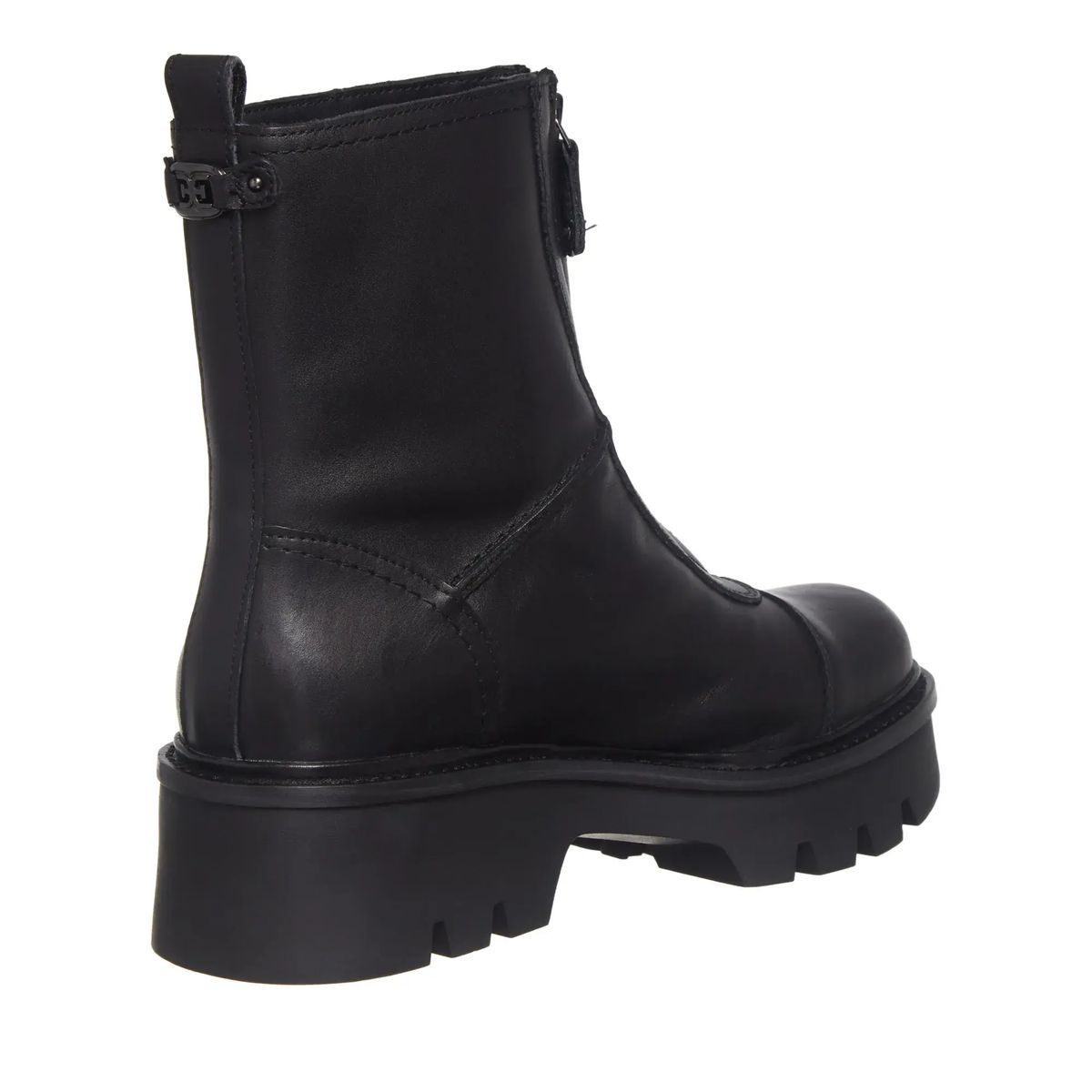 Leder-Plateau-Stiefeletten mit Reißverschluss