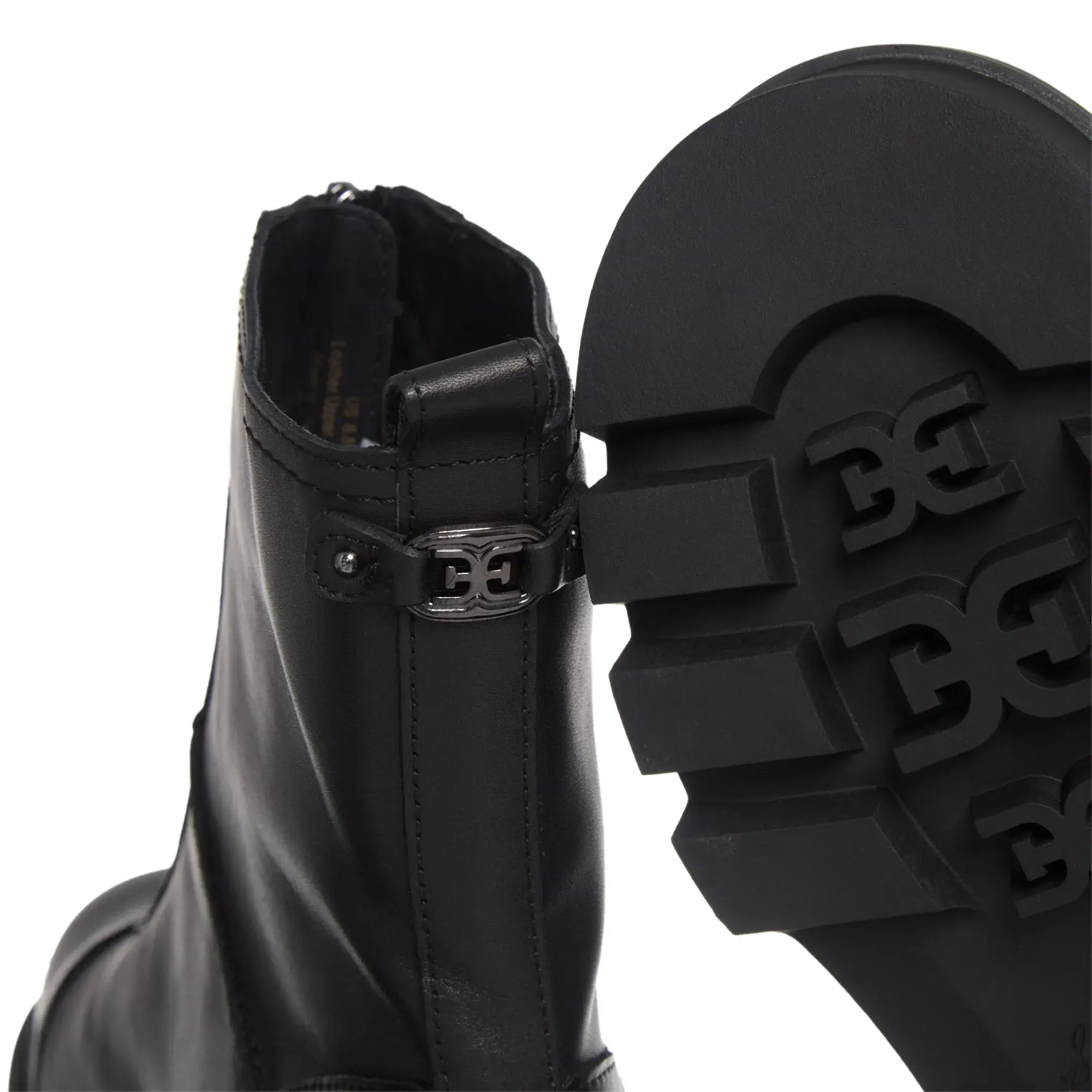 Leder-Plateau-Stiefeletten mit Reißverschluss