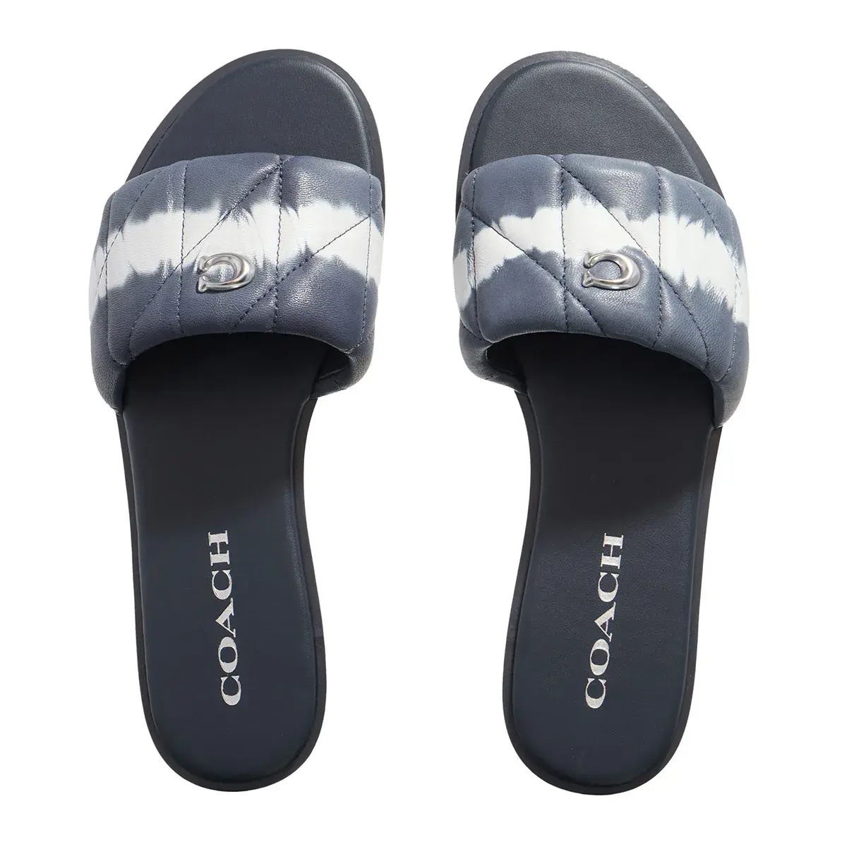 Gesteppte Leder-Tie-Dye-Pantolette