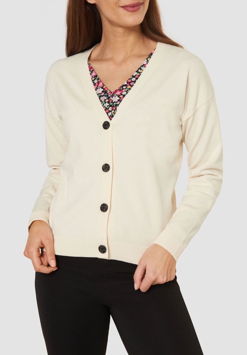 Klassische Strickjacke mit V-Ausschnitt und Knopfleiste