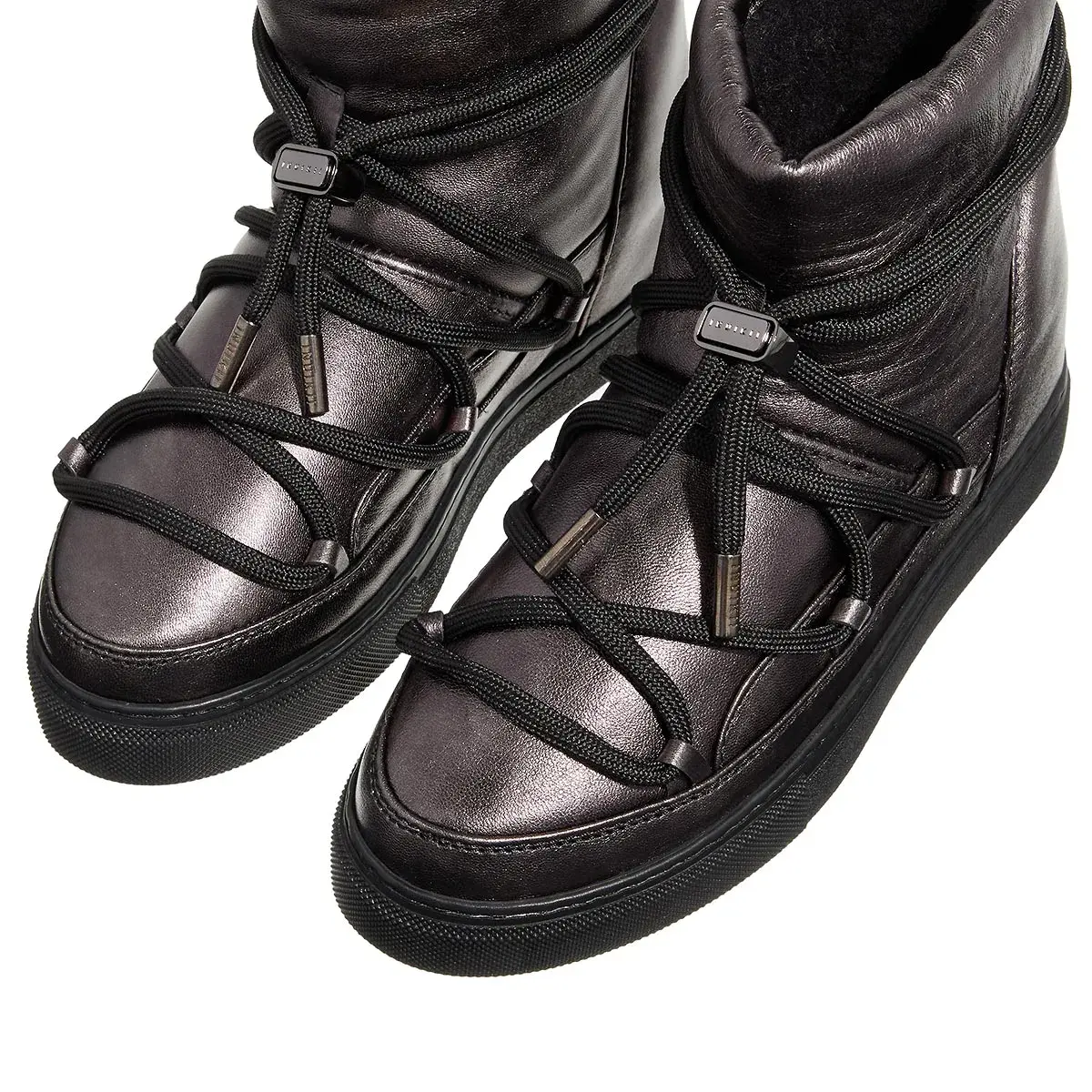 Metallic Winter Stiefeletten aus Leder
