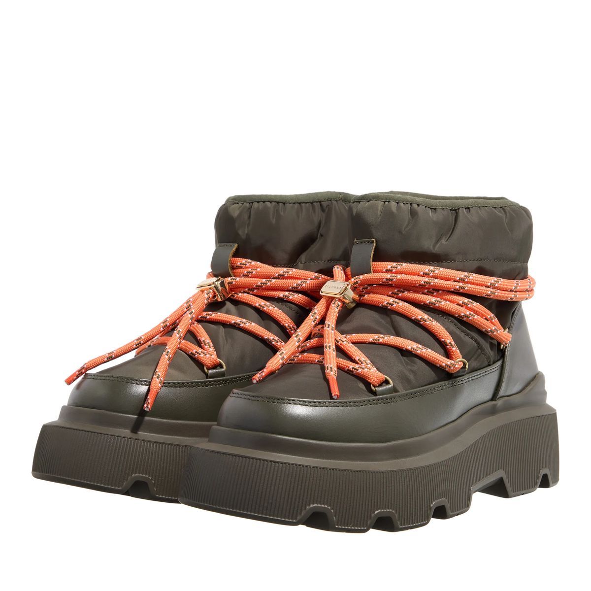 Olivgrüne Puffer-Stiefeletten