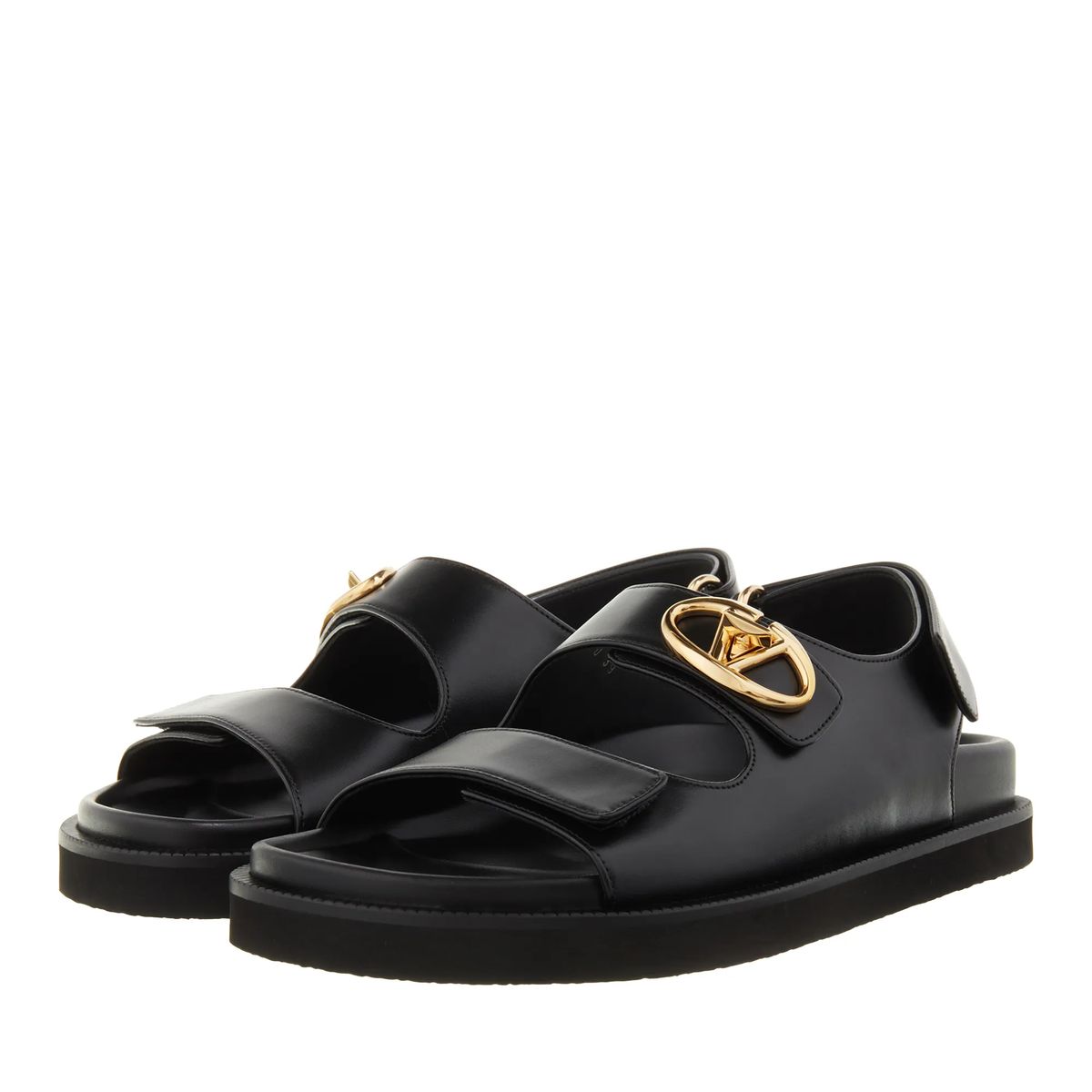 Minimalistische Leder VLogo Sandale