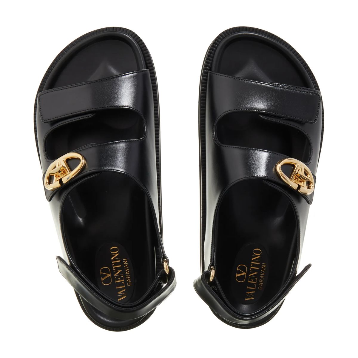 Minimalistische Leder VLogo Sandale