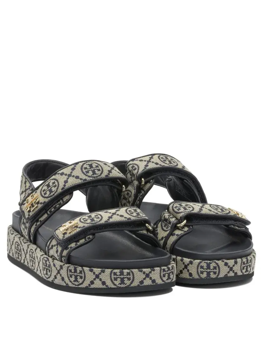 Plateau-Sandalen mit Logo-Muster