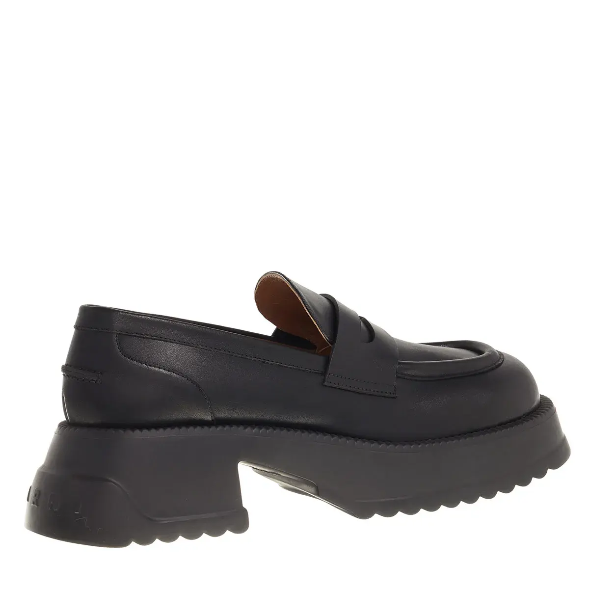 Schwarzer klobiger Plateau Loafer Mokassin