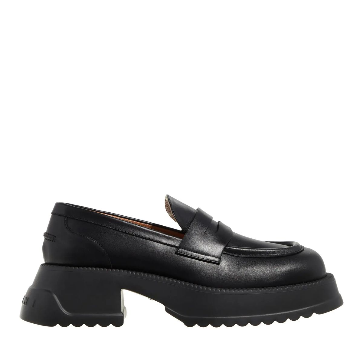 Schwarzer klobiger Plateau Loafer Mokassin