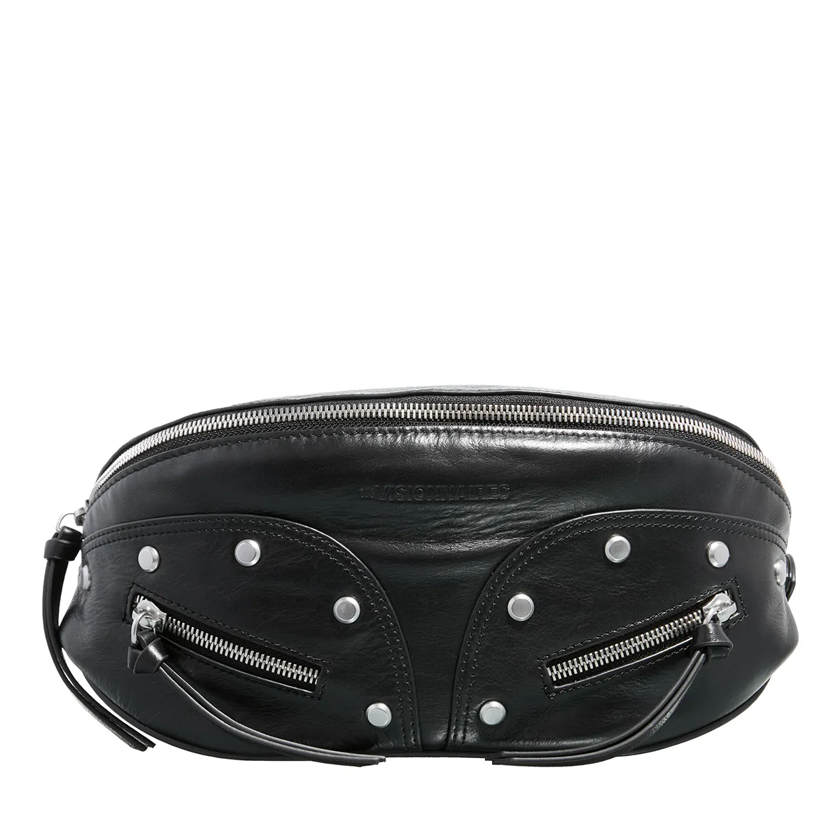 Ausgefallene Leder-Bauchtasche mit Nieten