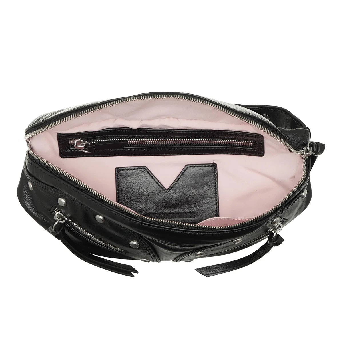 Ausgefallene Leder-Bauchtasche mit Nieten