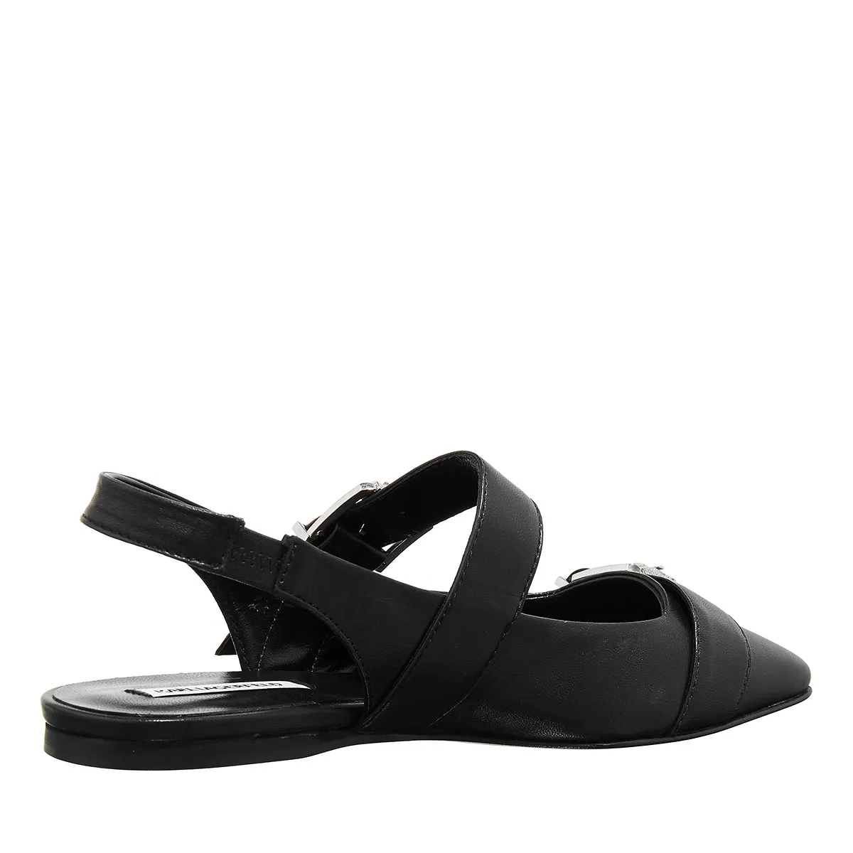 Slingback-Ballerinas aus Leder mit Schnalle