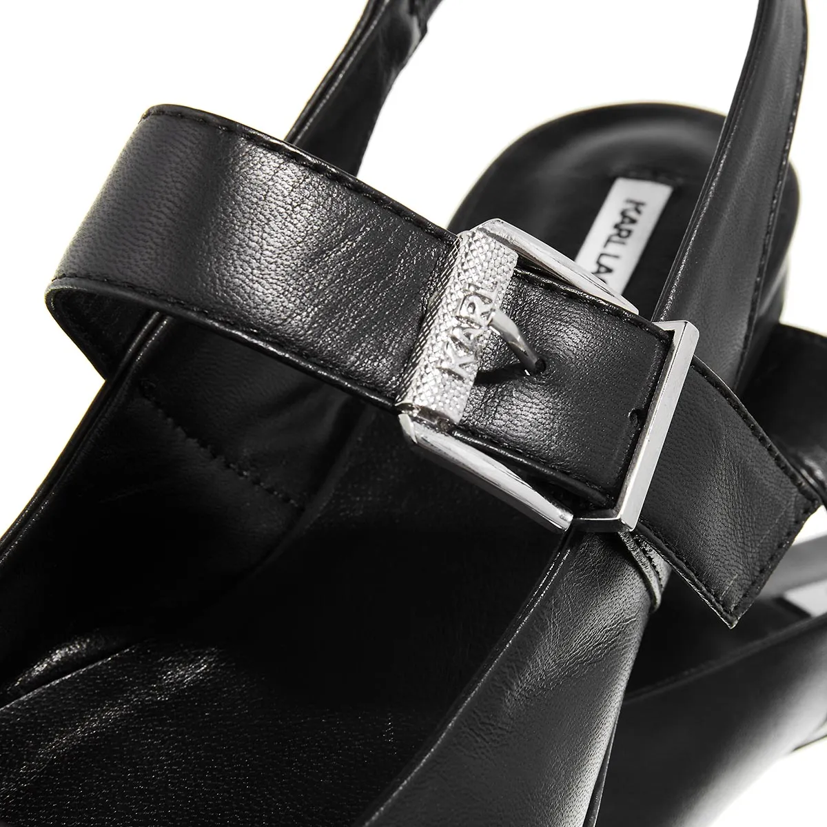 Slingback-Ballerinas aus Leder mit Schnalle