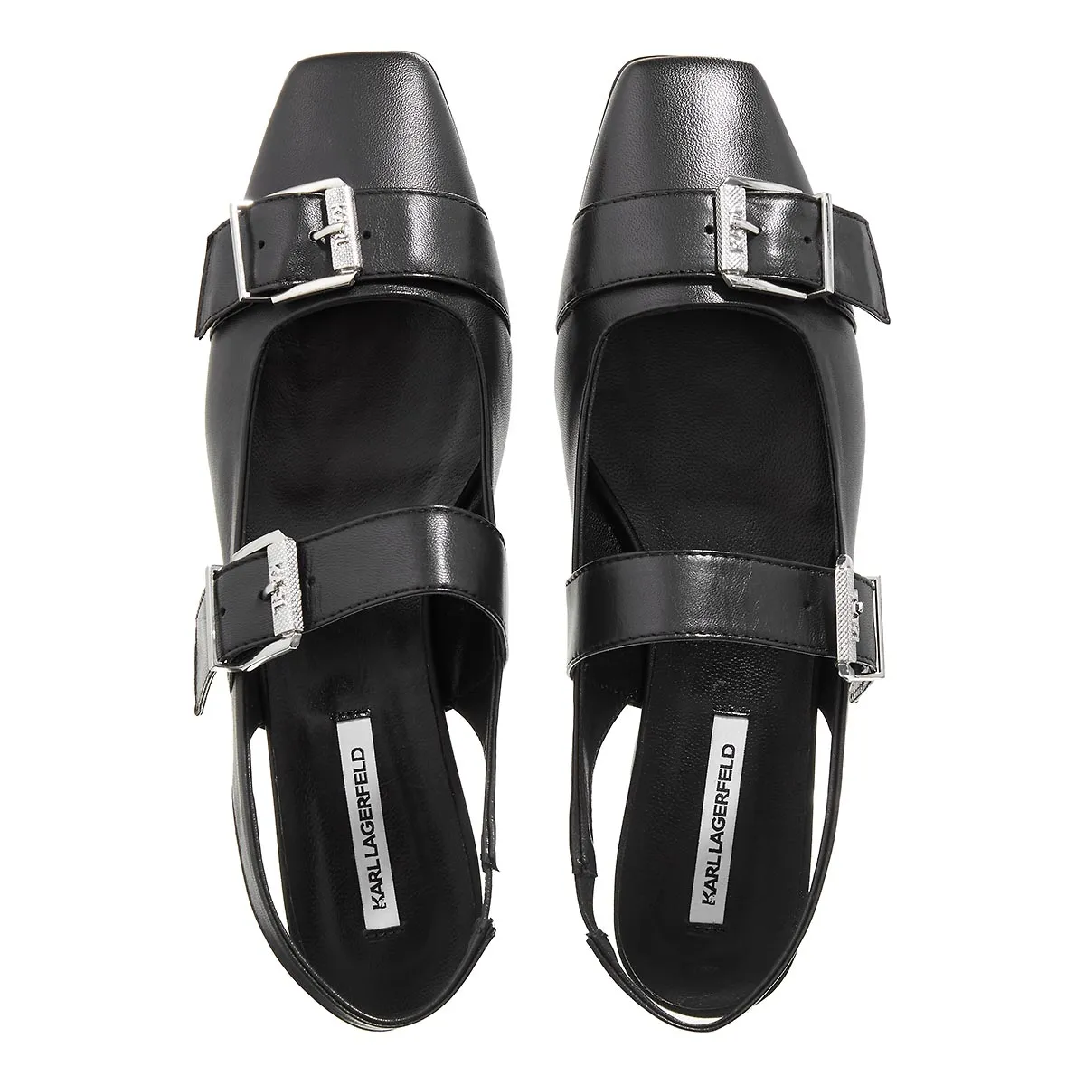 Slingback-Ballerinas aus Leder mit Schnalle