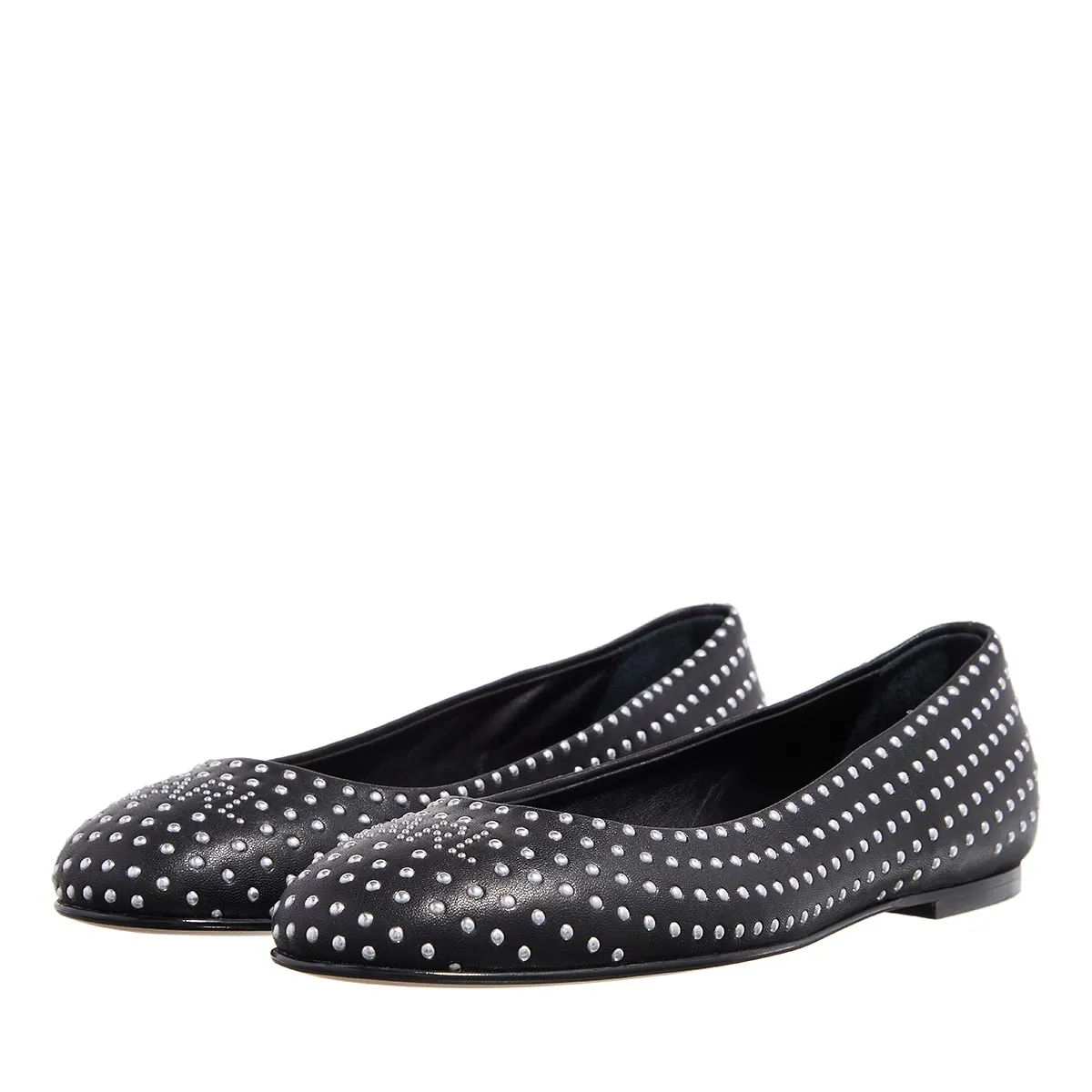 Schwarze Ballerinas mit Nietenbesatz