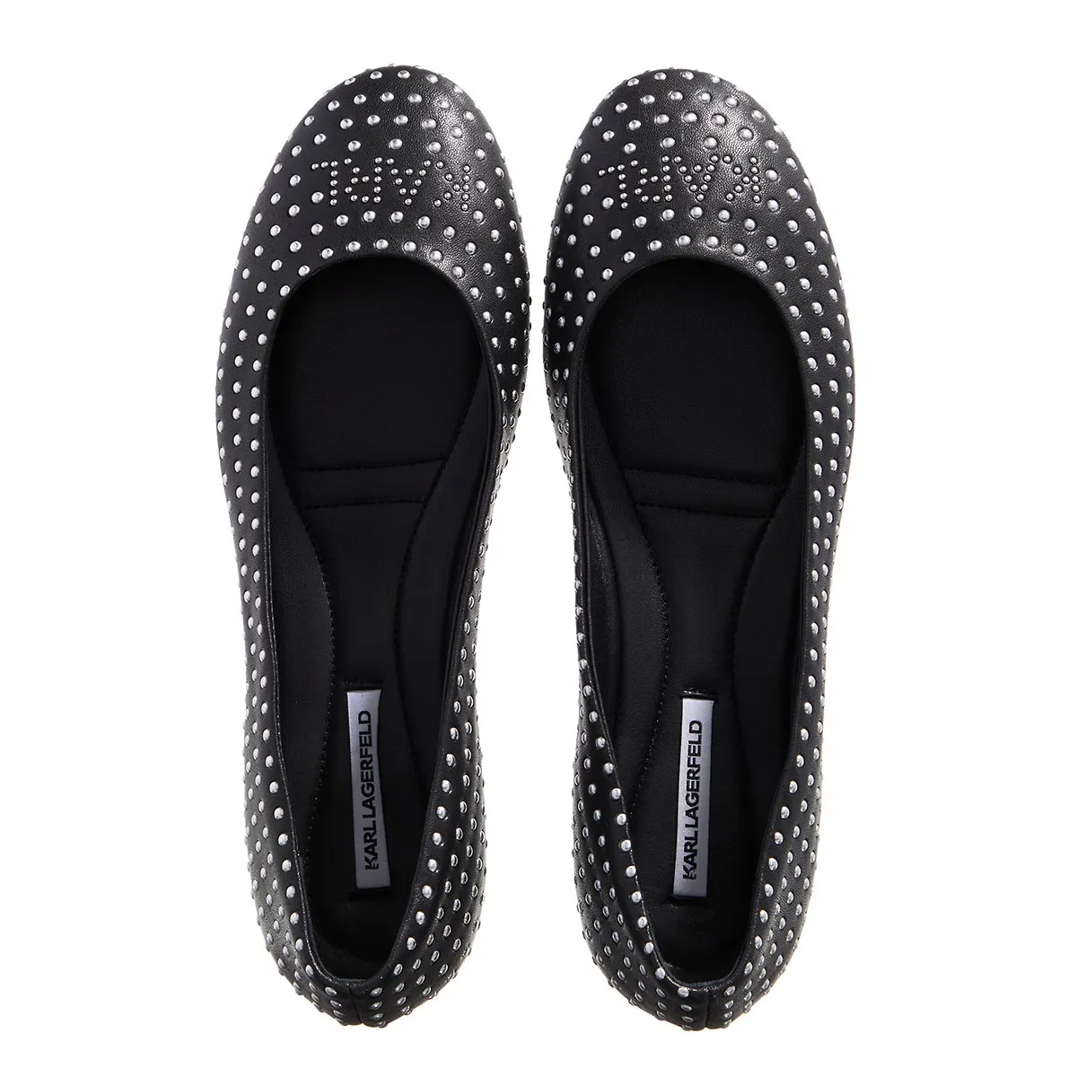 Schwarze Ballerinas mit Nietenbesatz