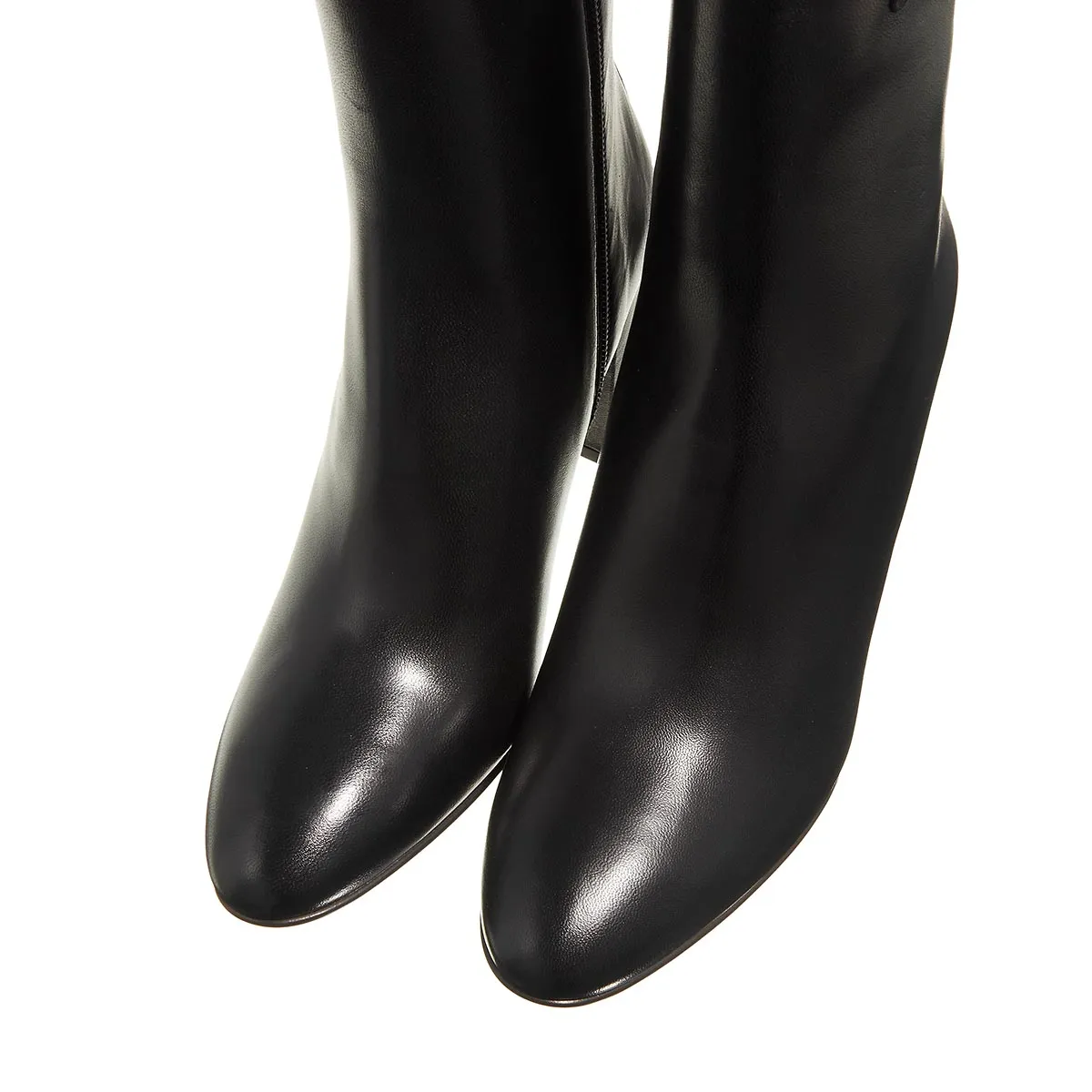 Elegante Schwarze Leder Stiefeletten mit Absatz
