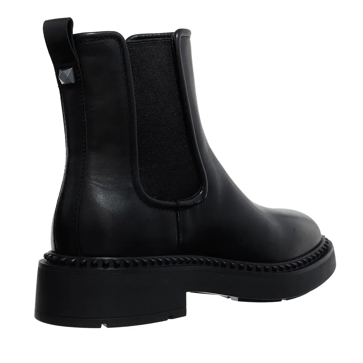 Schwarze Chelsea-Boots aus Leder mit Nieten
