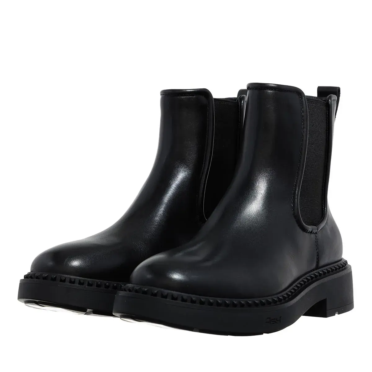 Schwarze Chelsea-Boots aus Leder mit Nieten