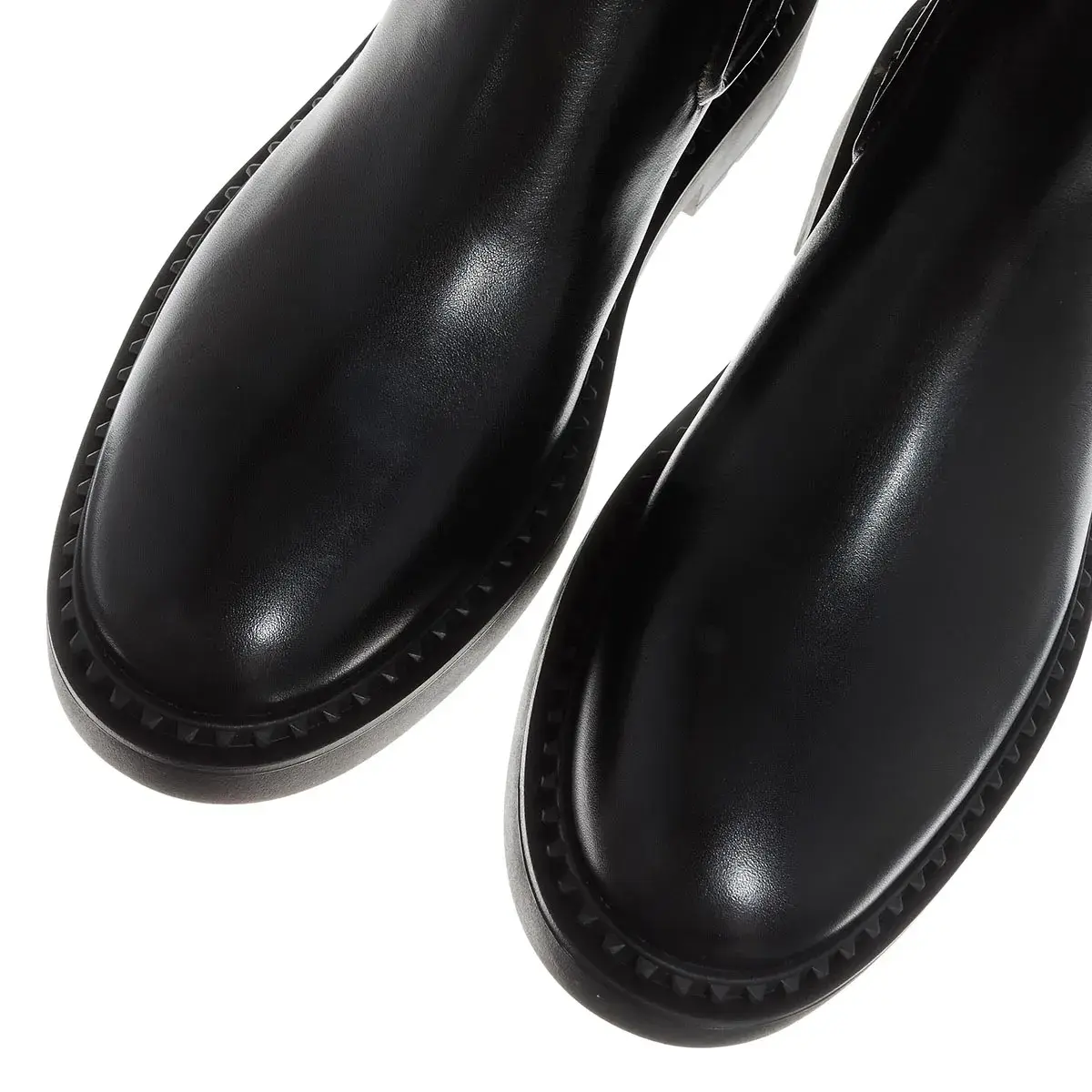 Schwarze Chelsea-Boots aus Leder mit Nieten