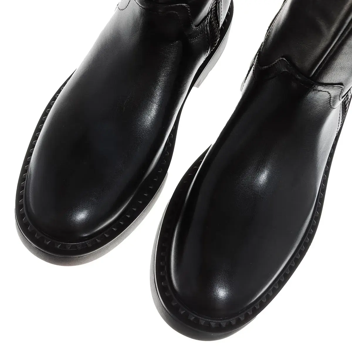 Schwarze kniehohe Lederstiefel
