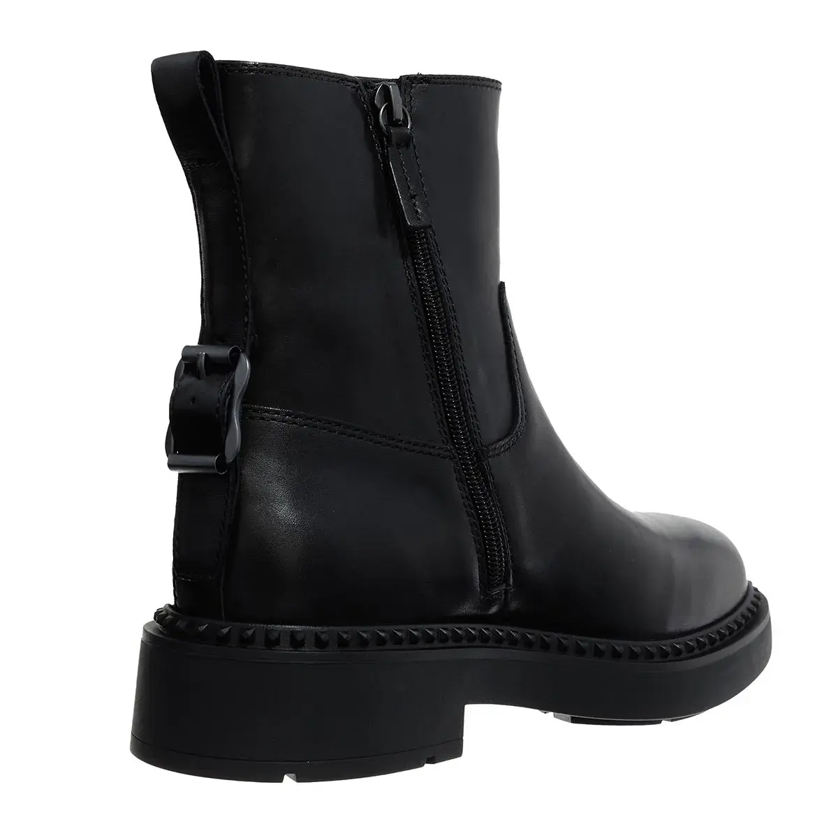 Schwarze Leder-Stiefelette mit Schnalle