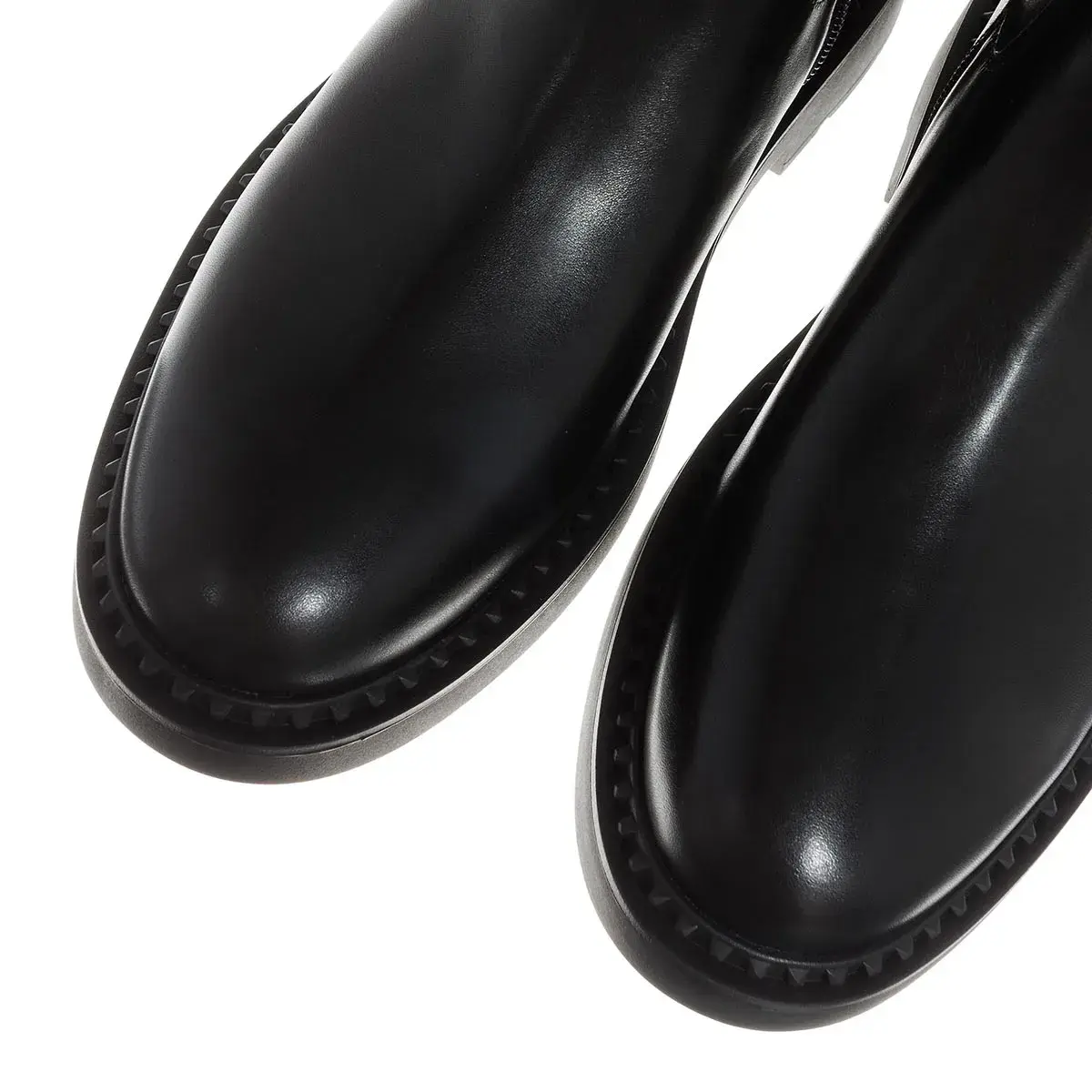 Schwarze Leder-Stiefelette mit Schnalle