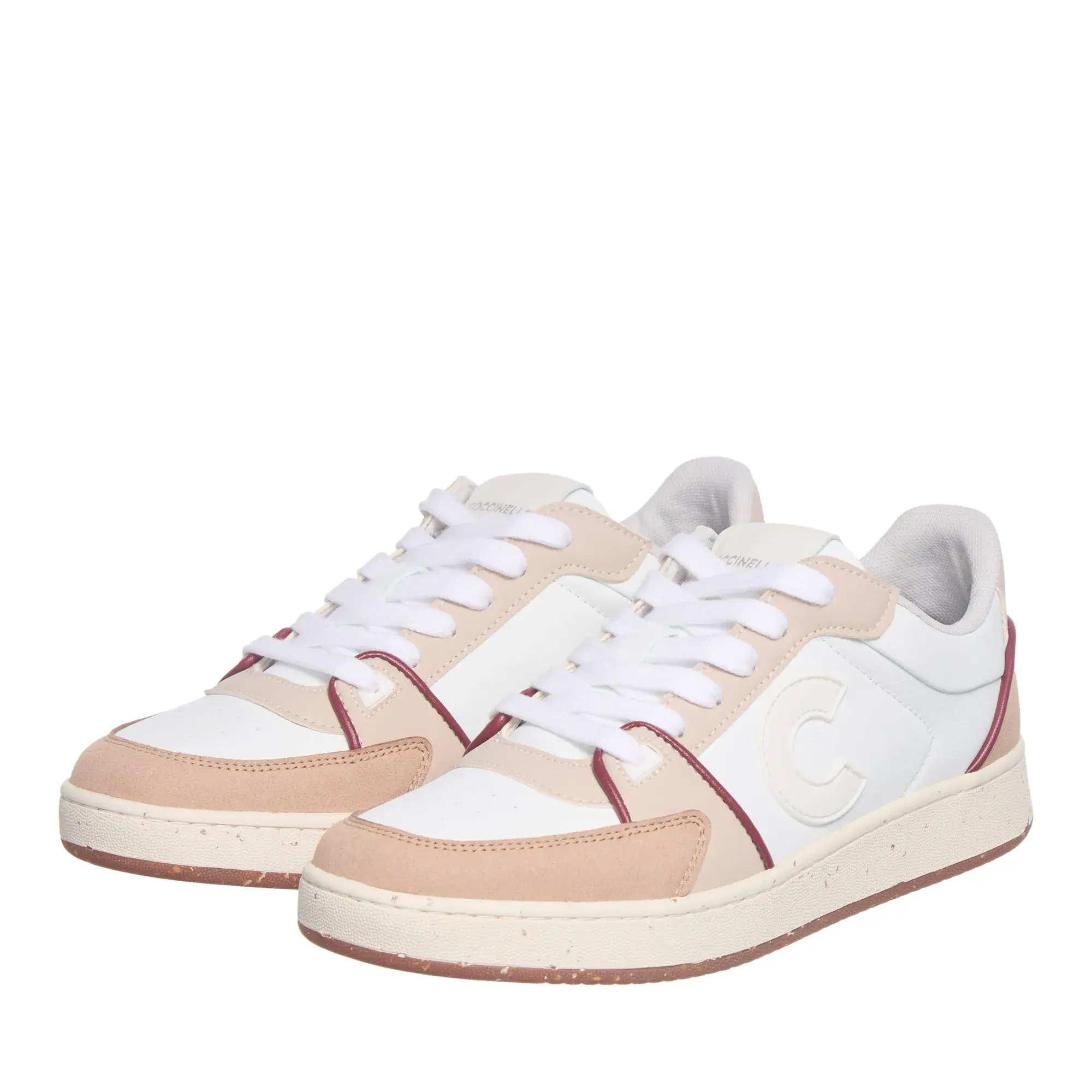 Zweifarbige Leder-Court-Sneakers