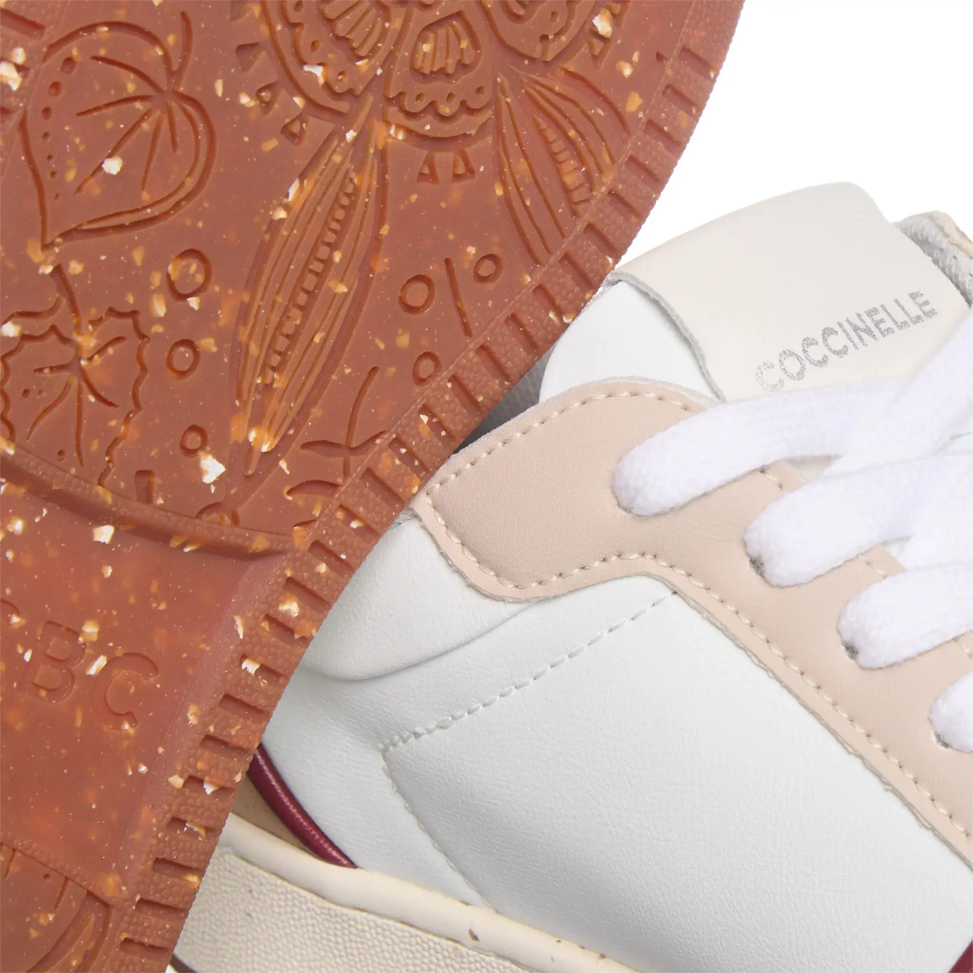 Zweifarbige Leder-Court-Sneakers