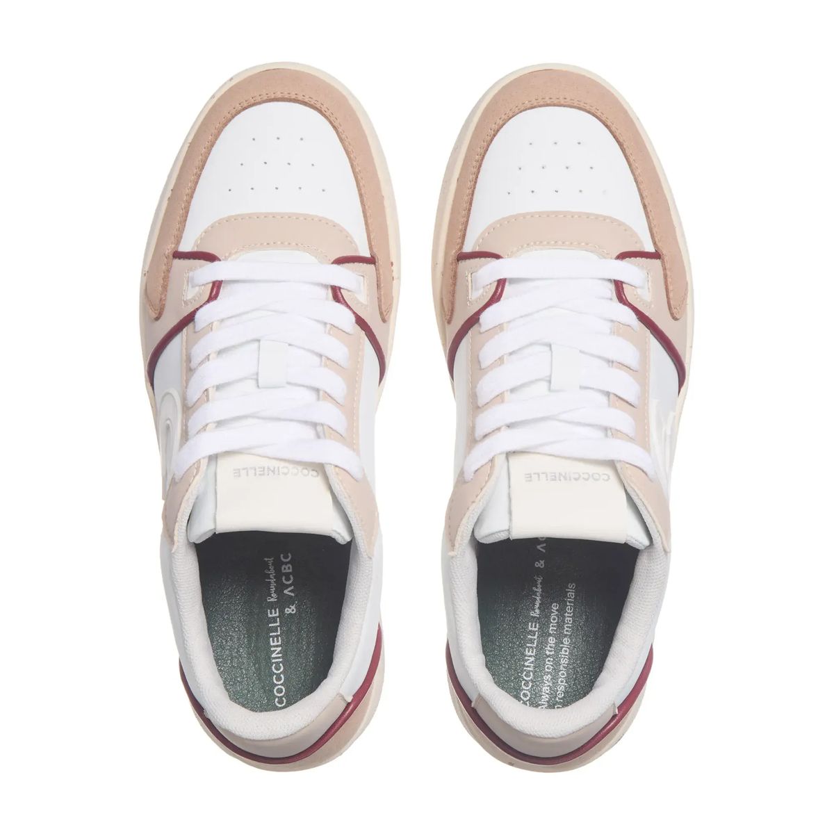 Zweifarbige Leder-Court-Sneakers
