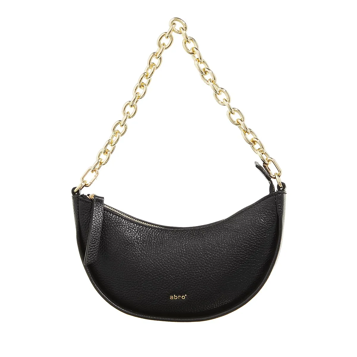 Schwarze Halbmond-Schultertasche aus Leder