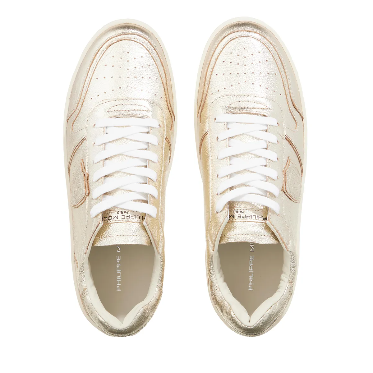 Metallic Leder Low-Top Turnschuhe