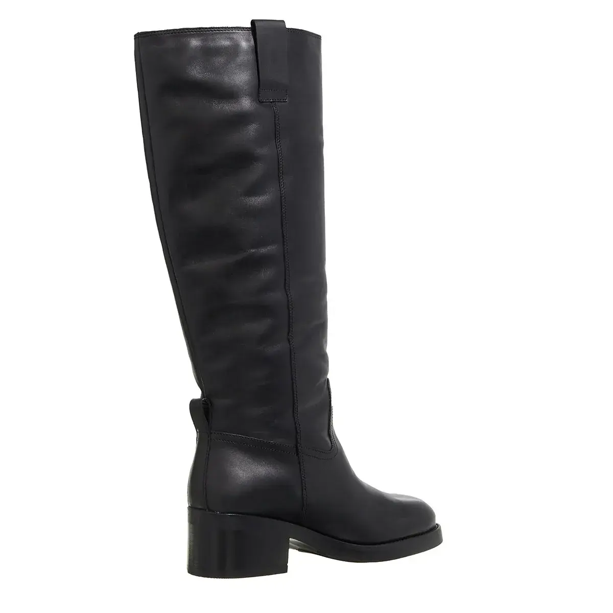 Elegante schwarze Lederstiefel bis zum Knie