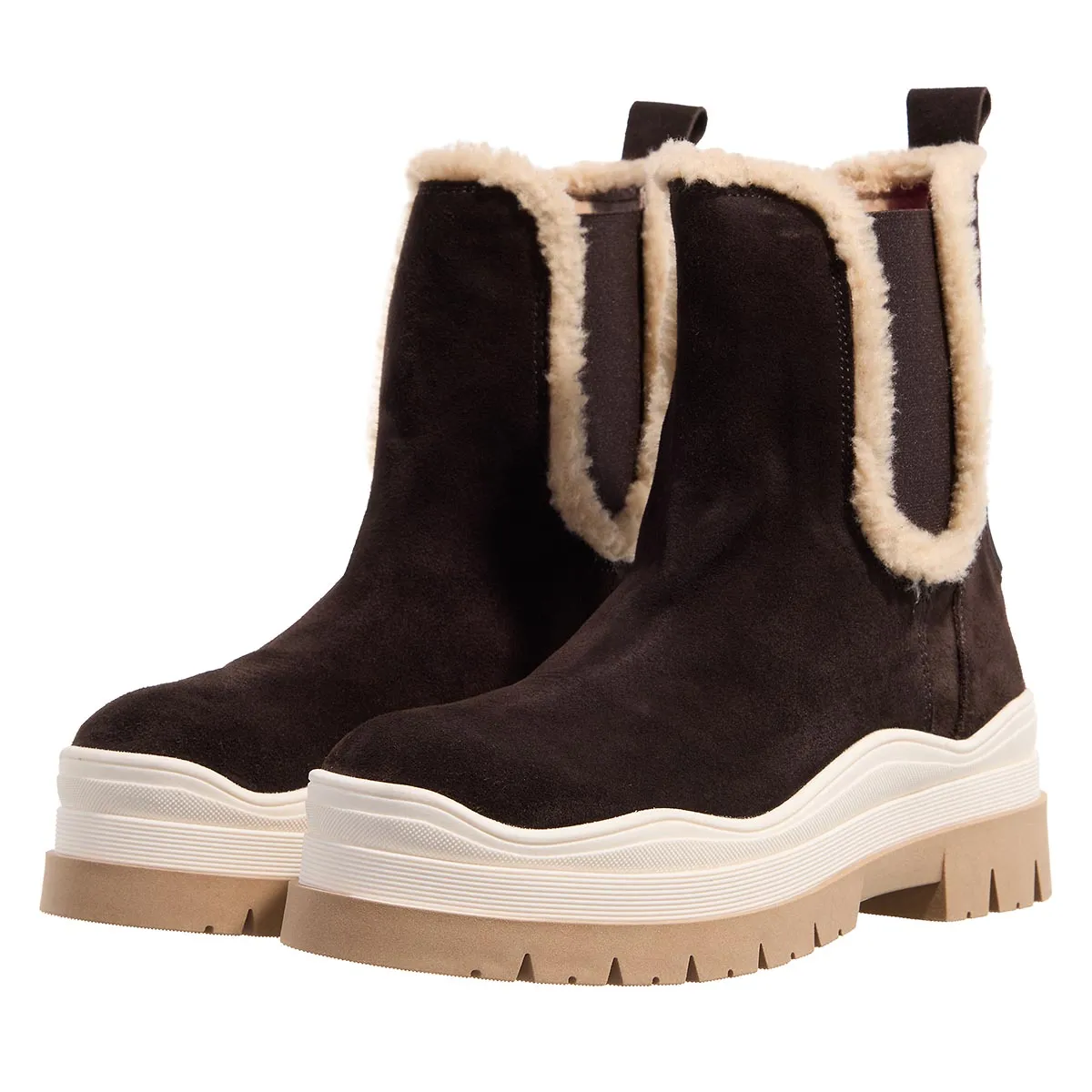 Chelsea Boots aus Wildleder mit Shearling-Besatz