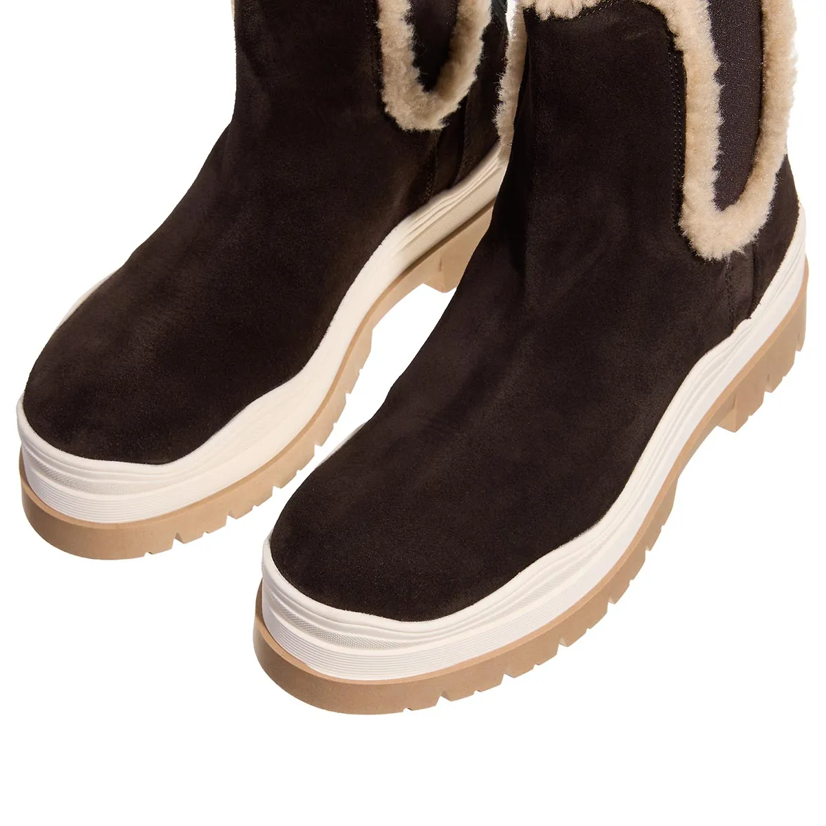Chelsea Boots aus Wildleder mit Shearling-Besatz