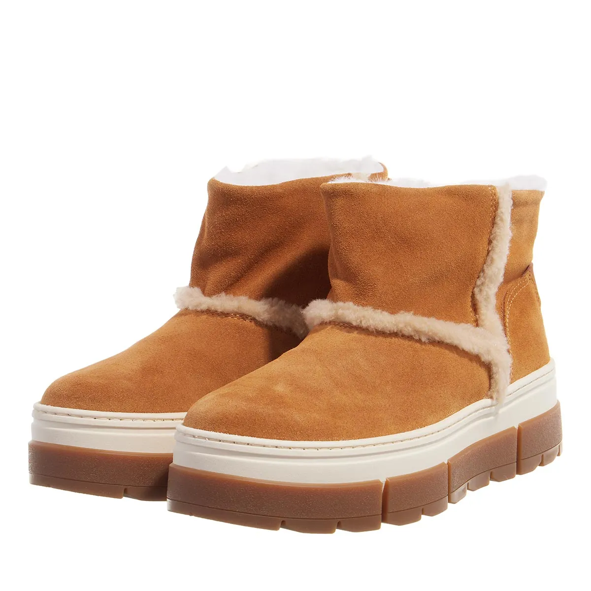 Winterstiefeletten mit Wildleder-Shearling-Besatz