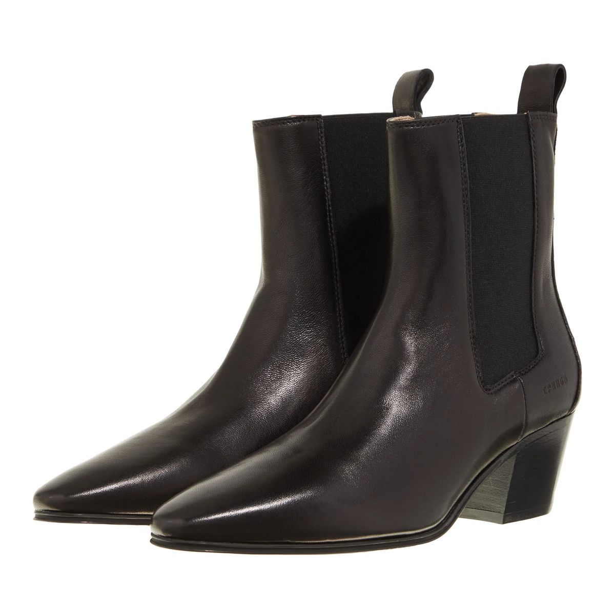 Schwarze Chelsea Boots mit Absatz aus Leder