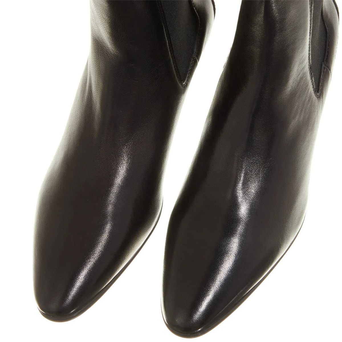 Schwarze Chelsea Boots mit Absatz aus Leder