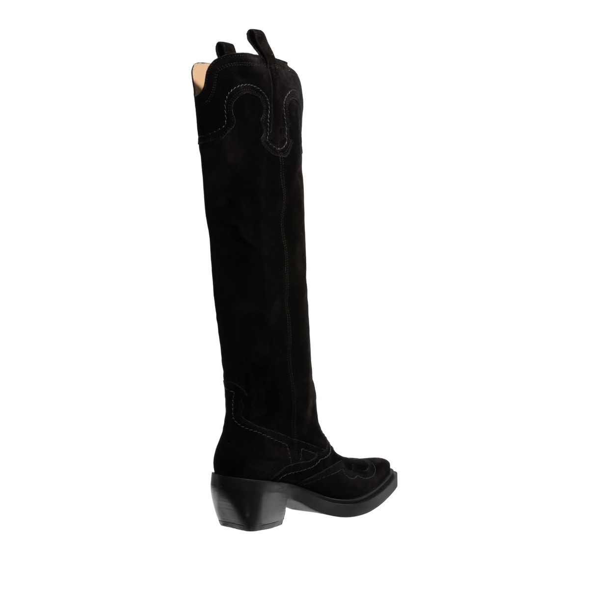 Schwarze Wildleder Western Kniehohe Stiefel
