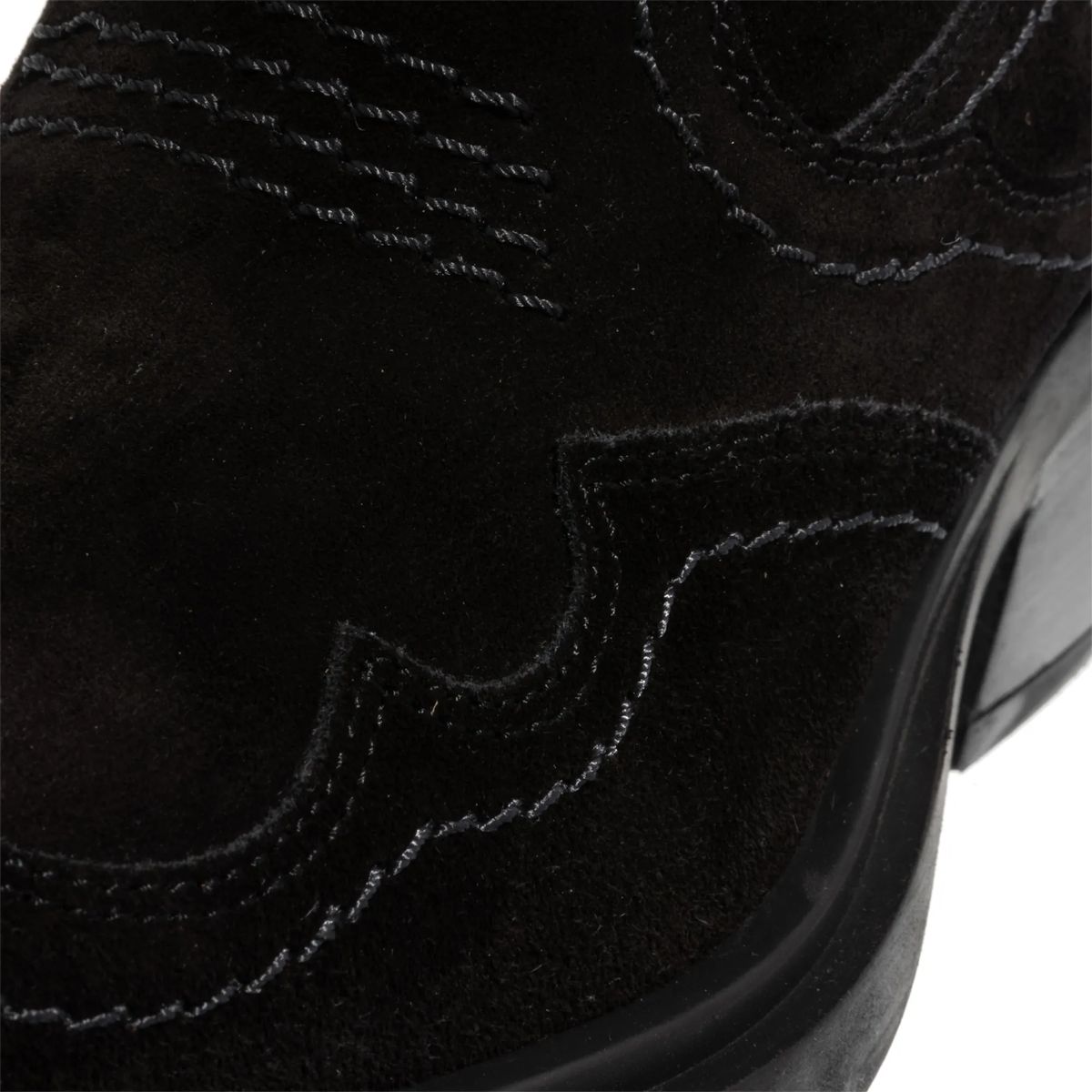 Schwarze Wildleder Western Kniehohe Stiefel