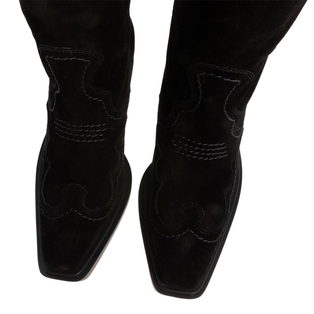 Schwarze Wildleder Western Kniehohe Stiefel