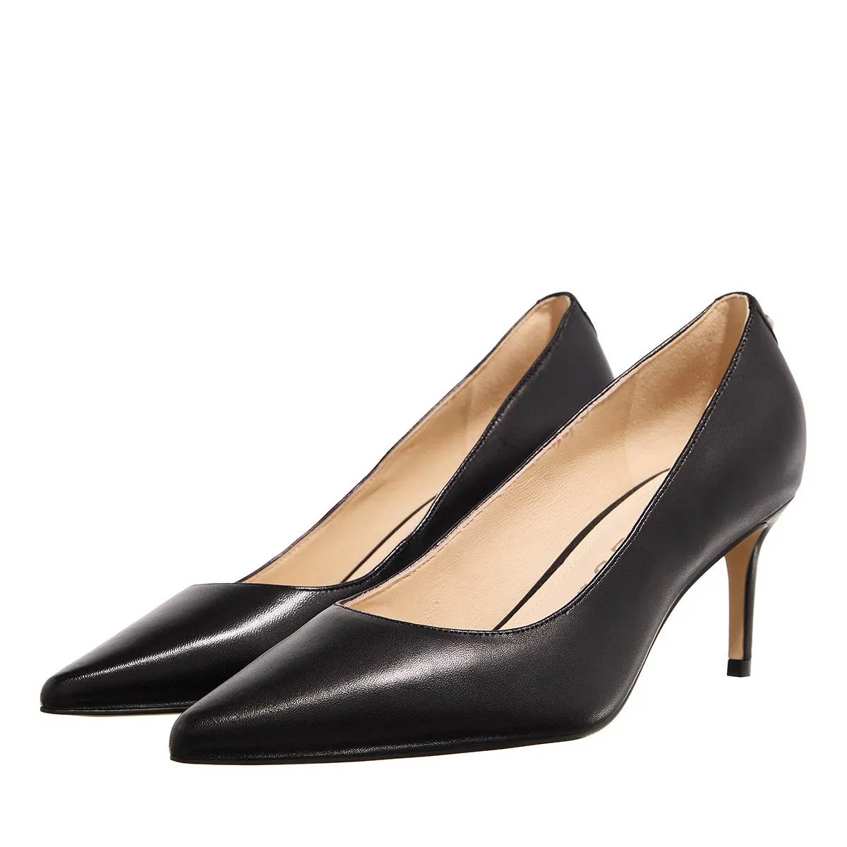 Klassische schwarze Leder-Pumps mit spitzer Zehenpartie