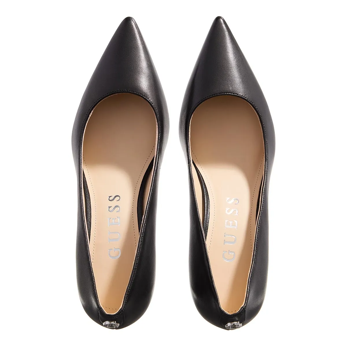 Klassische schwarze Leder-Pumps mit spitzer Zehenpartie