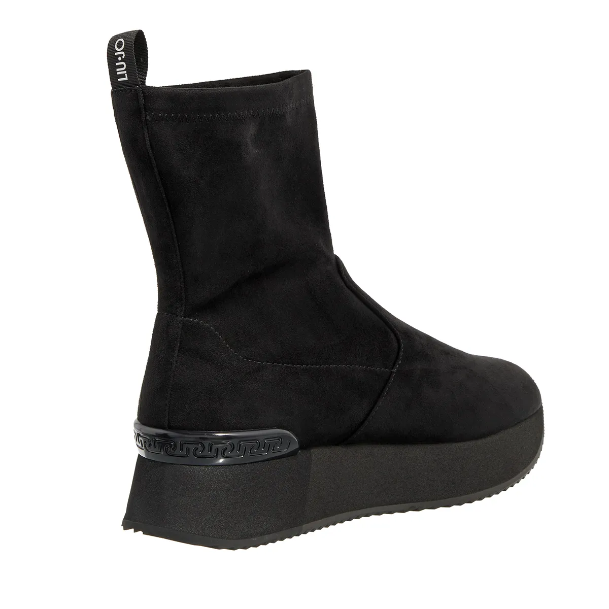 Schwarze Wildleder Plateau Stiefeletten