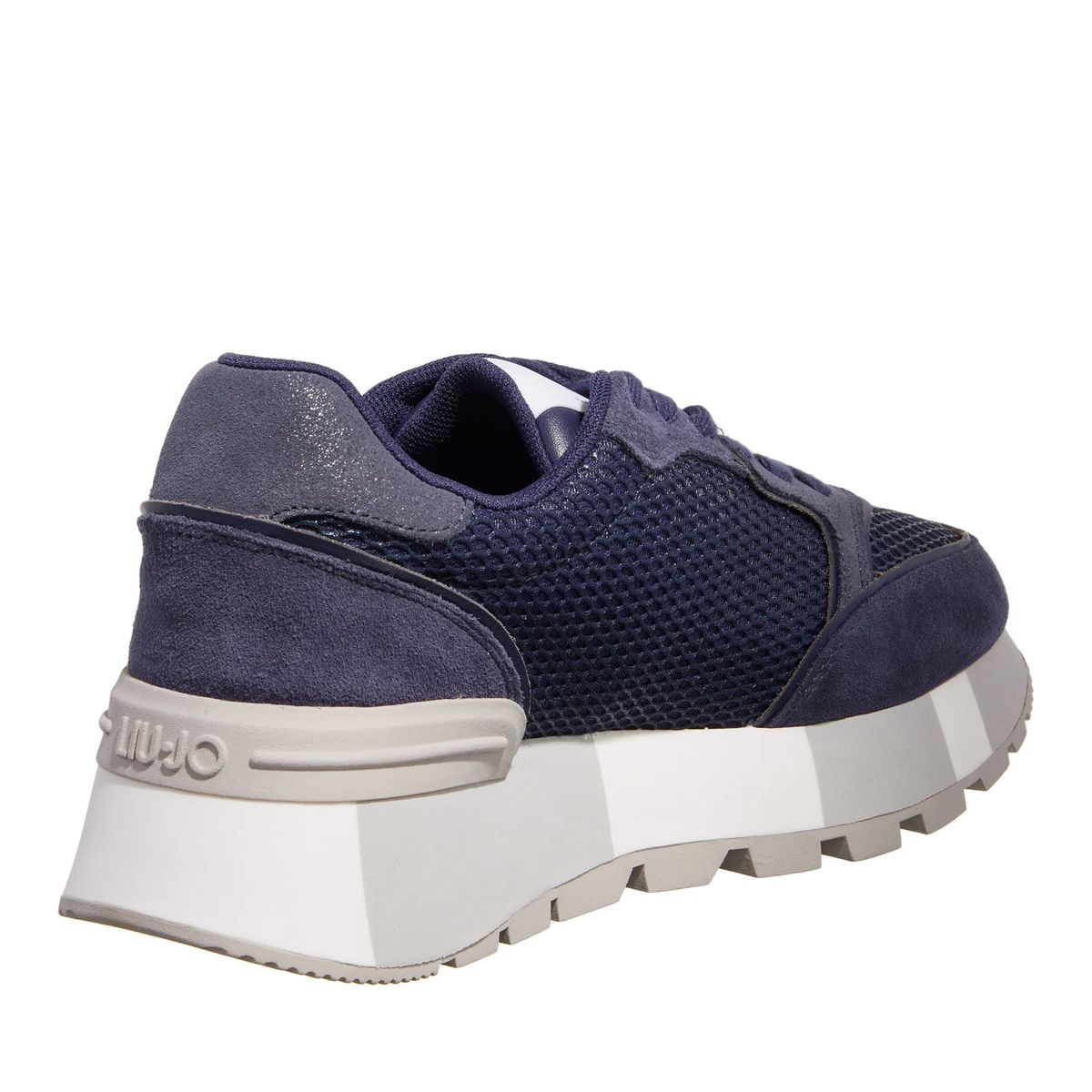 Marineblaue Wildleder-Panel Klobige Sneaker