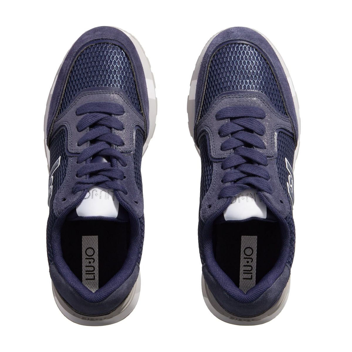 Marineblaue Wildleder-Panel Klobige Sneaker