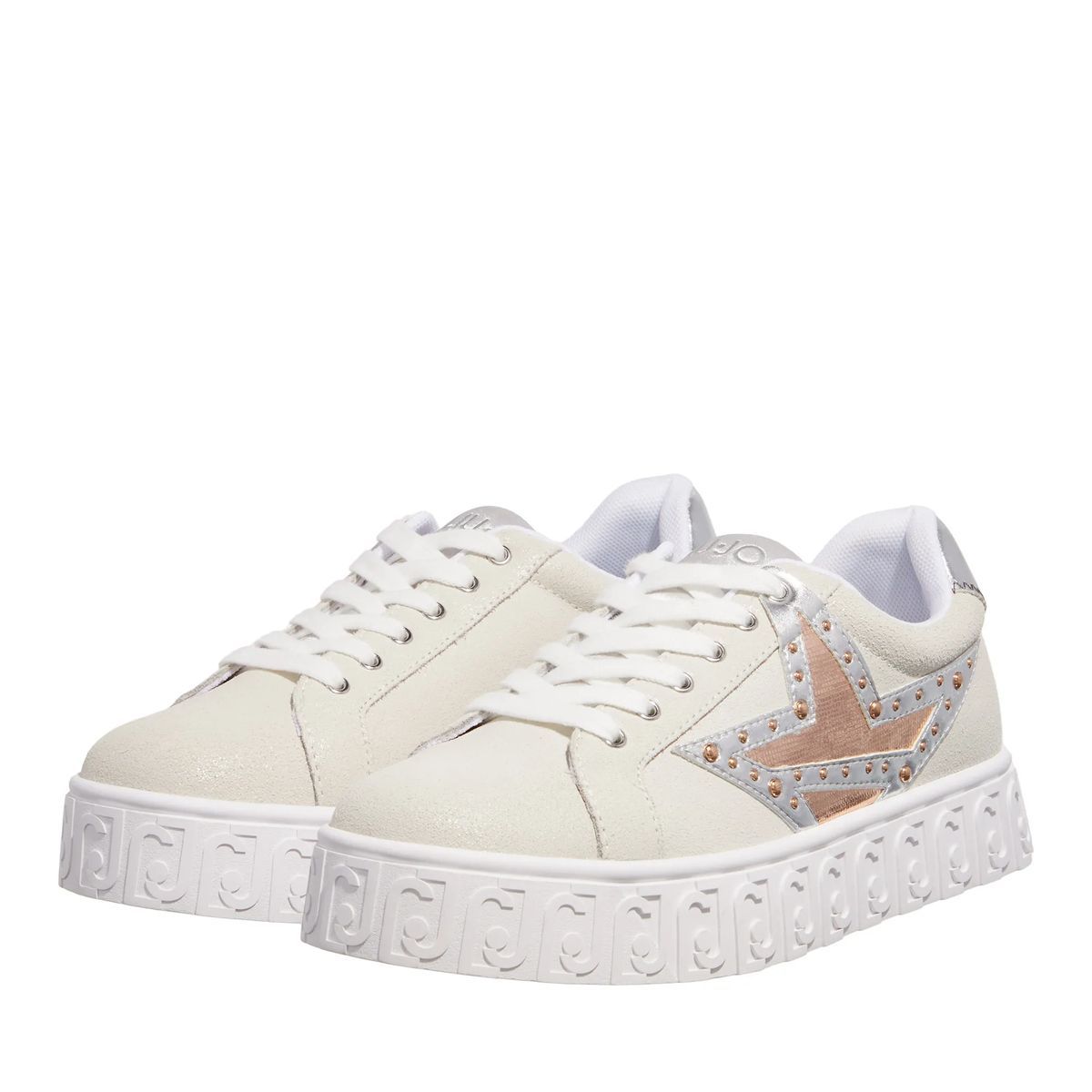 Creme Sneaker mit Plateau