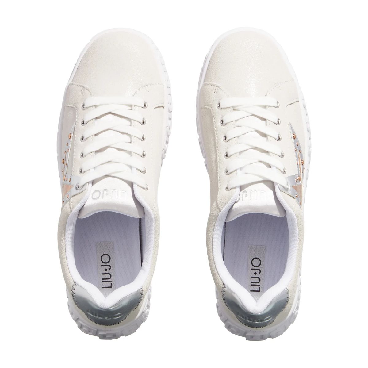 Creme Sneaker mit Plateau